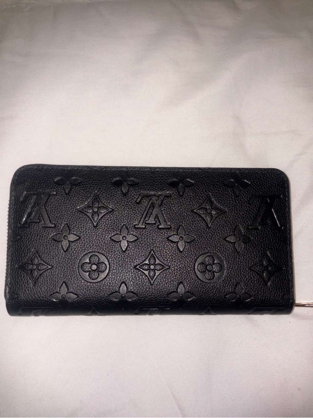 Black Embossed Logo Zip Wallet